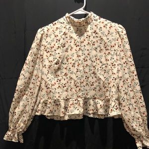 ABOUND Long Sleeve Ruffle Mock Neck Floral Print Crop Top